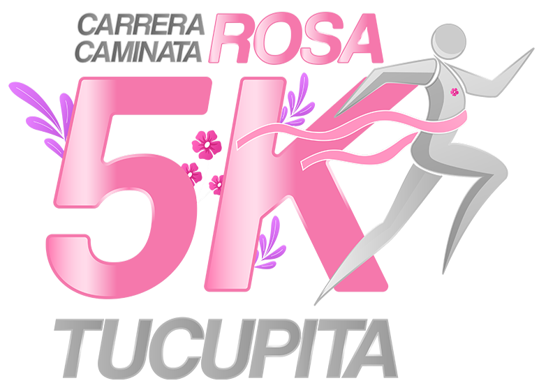 Ilustración de mujer corriendo en la carrera 5K del Mes Rosa por la sensibilización del cáncer de mama